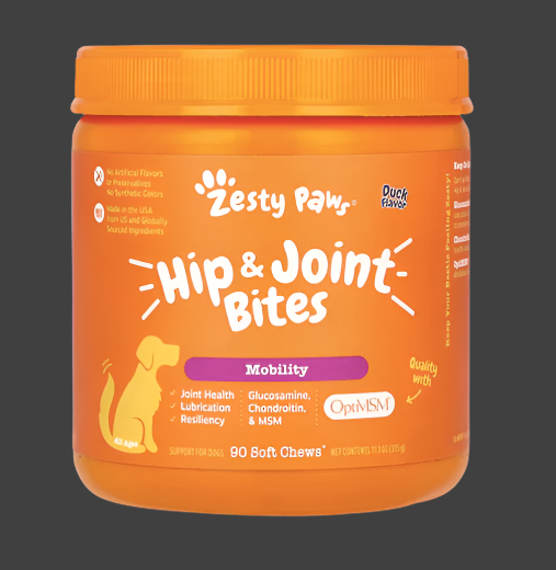 Zesty Paws, Hip & Joint Bites, For Dogs, All Ages, Duck, 90 Soft Chews, 11.1 oz (315 g), Expiry"10/2026