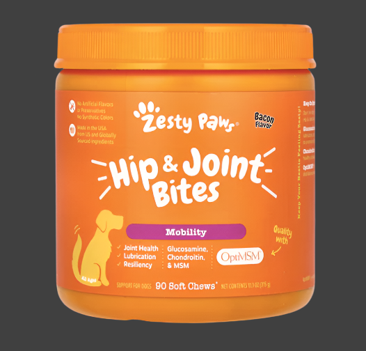 Zesty Paws, Hip & Joint Bites, For Dogs, All Ages, Bacon, 90 Soft Chews, 11.1 oz (315 g), Expiry"08/2025
