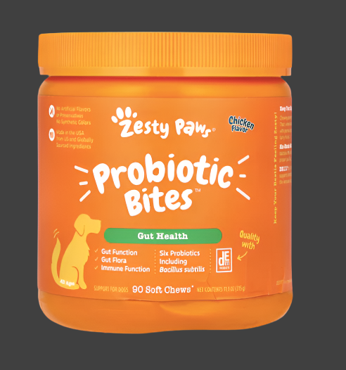 Zesty Paws, Probiotic Bites, For Dogs, All Ages, Chicken, 90 Soft Chews, 11.1 oz (315 g), Expiry"02/2026