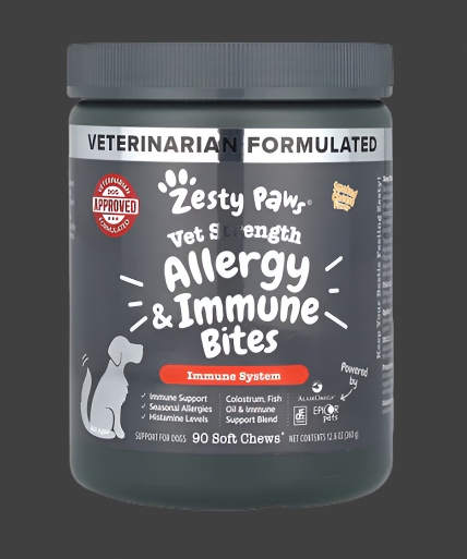 Zesty Paws, Vet Strength Allergy & Immune Bites, For Dogs, All Ages, Smoked Cheese, 90 Soft Chews, 12.6 oz (360 g), Exp"04/2025