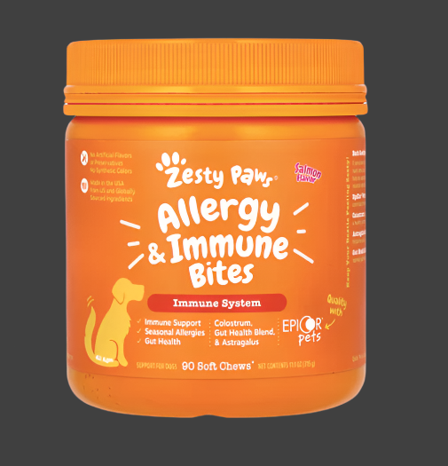 Zesty Paws, Allergy & Immune Bites, For Dogs, All Ages, Salmon, 90 Soft Chews, 11.1 oz (315 g), Exp"10/2025
