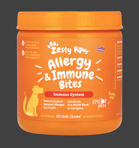 Zesty Paws, Aller-Immune Bites for Dogs, All Ages, Lamb, 90 Soft Chews, 11.1 oz (315 g), Exp"02/2026