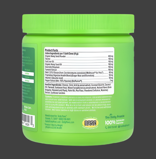 Zesty Paws, Hemp Elements™, Aller-Immune Bites™, For Dogs, All Ages, Cheese, 90 Soft Chews, 12.7 oz (360 g), Exp"08/2025