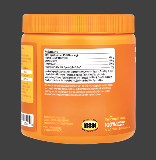 Zesty Paws, Turmeric Curcumin Bites™ for Dogs, Multifunctional, All Ages, Duck, 90 Soft Chews, 12.7 oz (360 g), Exp"11/2025