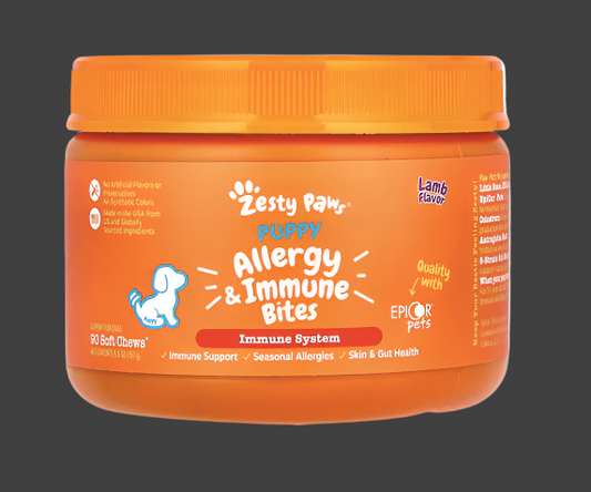 Zesty Paws, Puppy Allergy & Immune Bites, For Dogs, Puppy, Lamb, 90 Soft Chews, 5.5 oz (157 g), Exp"08/2025
