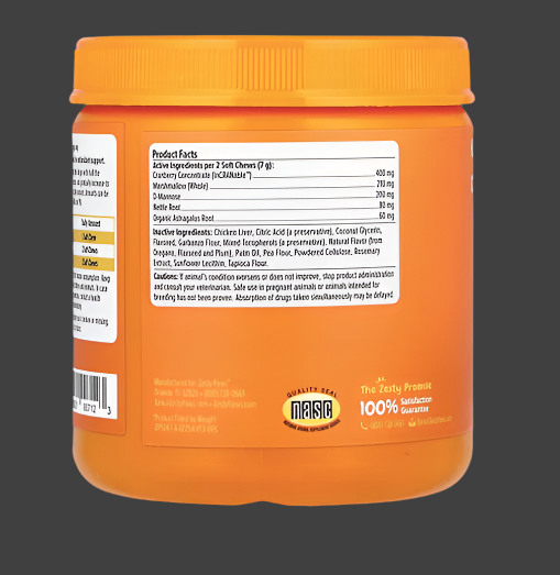 Zesty Paws, Urinary Tract Bites, For Dogs, All Ages, Chicken, 90 Soft Chews, 11.1 oz (315 g), Exp"05/2025