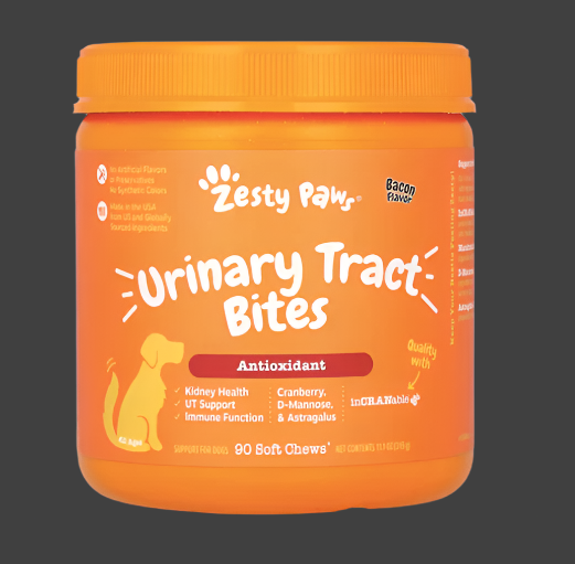 Zesty Paws, Urinary Tract Bites, For Dogs, All Ages, Bacon, 90 Soft Chews, 11.1 oz (315 g),Expiry"05/2026