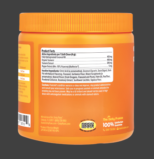 Zesty Paws, Turmeric Curcumin Bites™ for Dogs, Multifunctional, All Ages, Duck, 90 Soft Chews, 12.7 oz (360 g), Expiry"11/2025