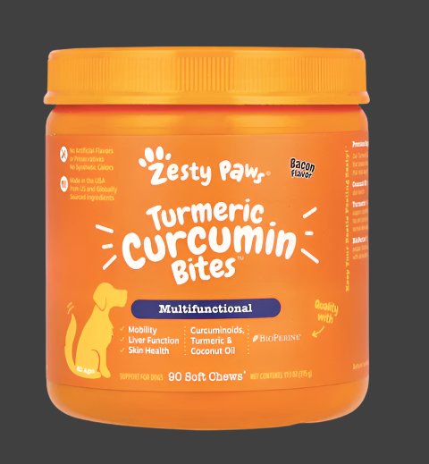 Zesty Paws, Turmeric Curcumin Bites™ for Dogs, Multifunctional, All Ages, Bacon, 90 Soft Chews, 11.1 oz (315 g)