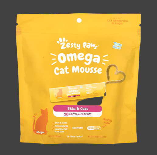Zesty Paws, Omega Cat Mousse, For Cats, Tuna, 18 Stick Packs, 9 oz (252 g), Expiry"07/2026
