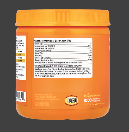 Zesty Paws, Skin & Coat Bites, For Dogs, All Ages, Bacon, 90 Soft Chews, 11.1 oz (315 g), Expiry"04/2026