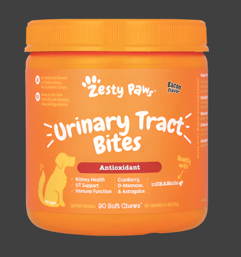 Zesty Paws, Urinary Tract Bites, For Dogs, All Ages, Bacon, 90 Soft Chews, 11.1 oz (315 g), Expiry"05/2026