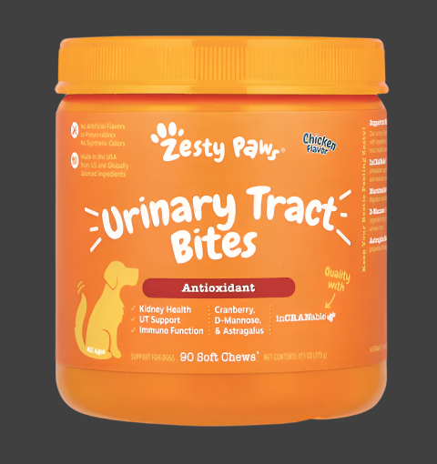 Zesty Paws, Urinary Tract Bites, For Dogs, All Ages, Chicken, 90 Soft Chews, 11.1 oz (315 g), Expiry"05/2025