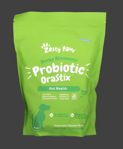 Zesty Paws, Hemp Elements, Probiotic OraStix, For Dogs, All Ages, Peppermint, 25 oz (709 g) Expiry"06/2025