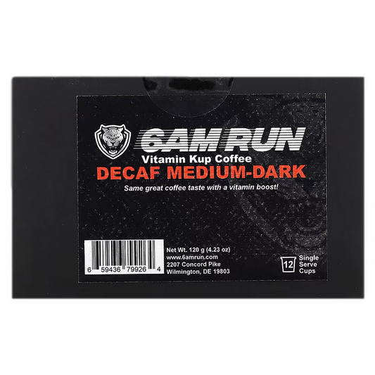 6AM Run, Vitamin Kup Coffee, Medium-Dark, Decaf, 12 Single Serve Cups, 4.23 oz (120 g)